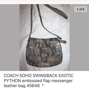 COACH SOHO SWINGBACK PYTHON flap closer bag
